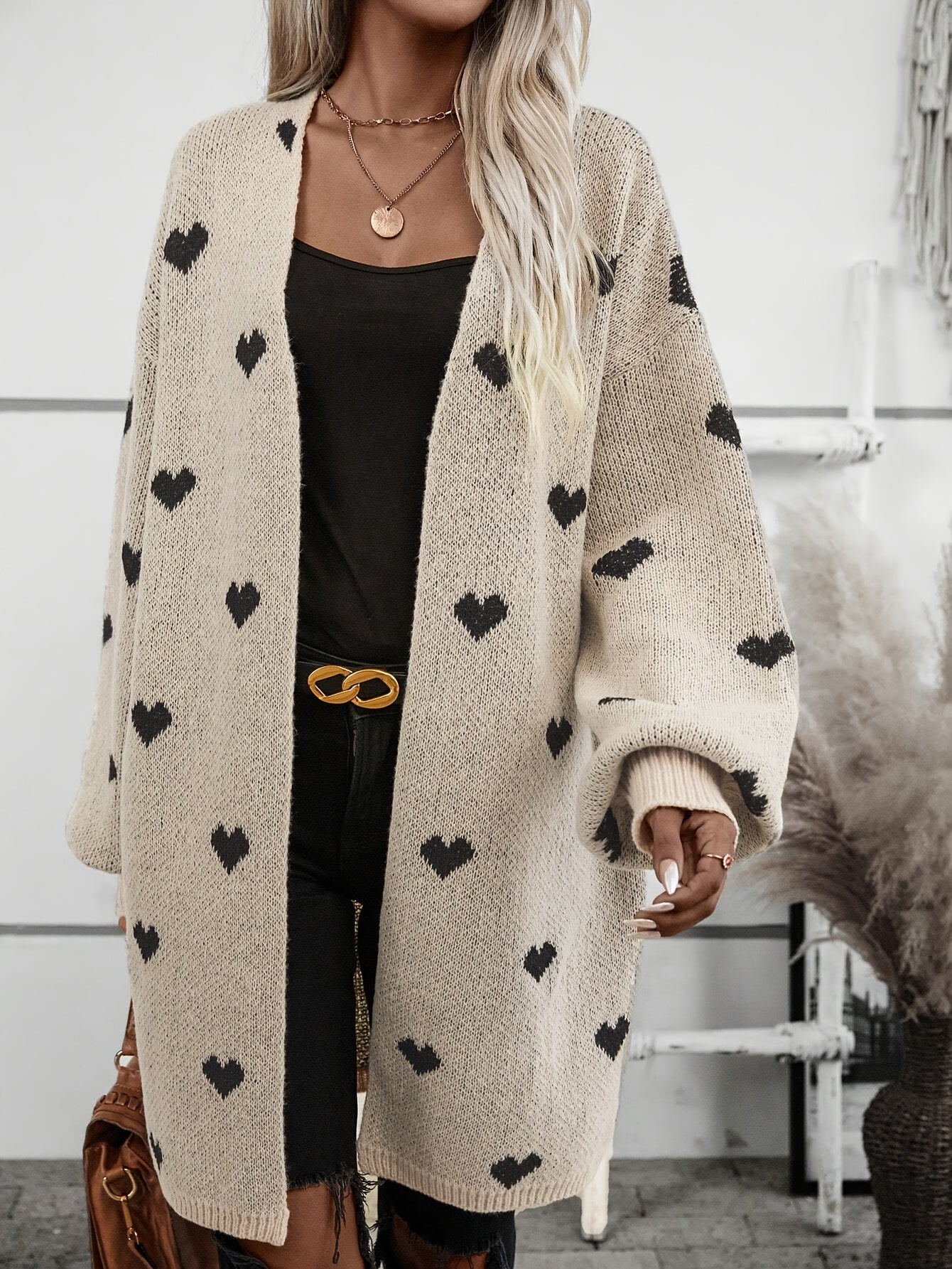 Cardigan for Women, Button Closure, Heart Pattern | Long Sleeve 4