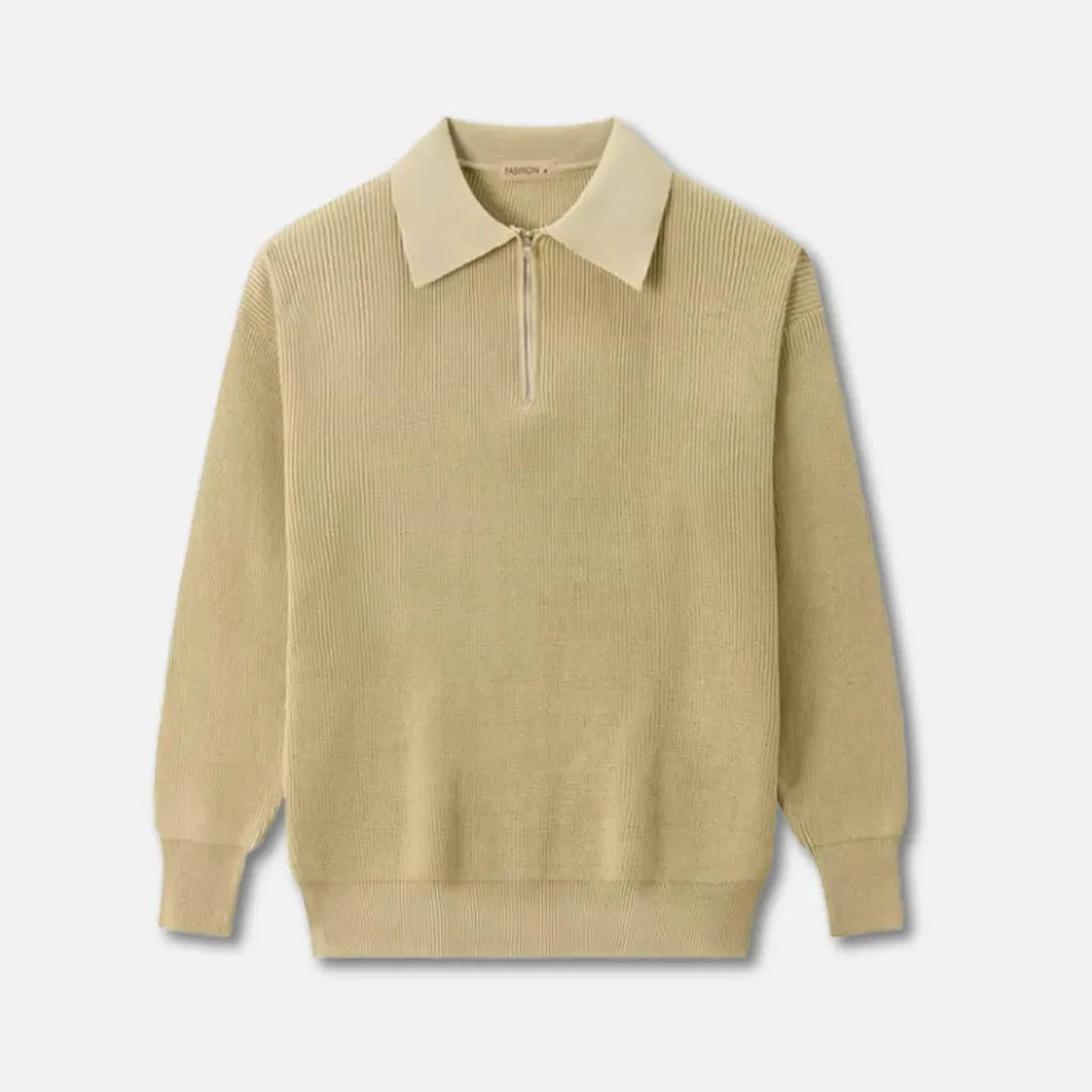 Knit Sweater for Men | Ribbed Texture, Structured Collar | Regular Fit 4