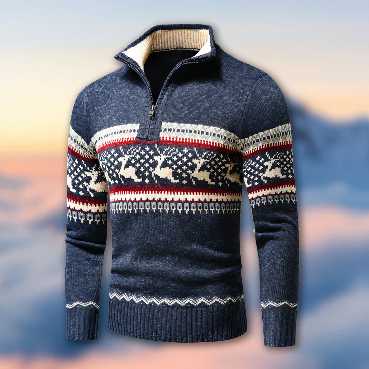 Knitted Christmas Sweater for Men | Winter | Blue