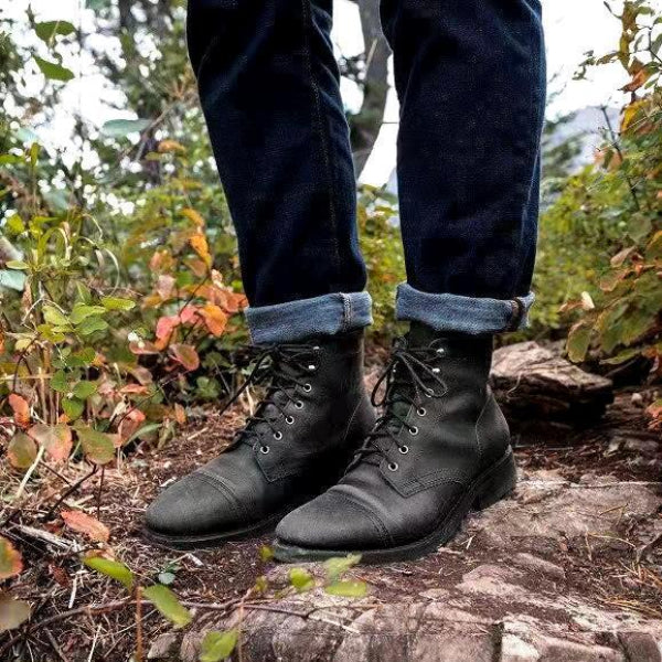 Vintage Leather Boots For Men | Ankle Length | Black