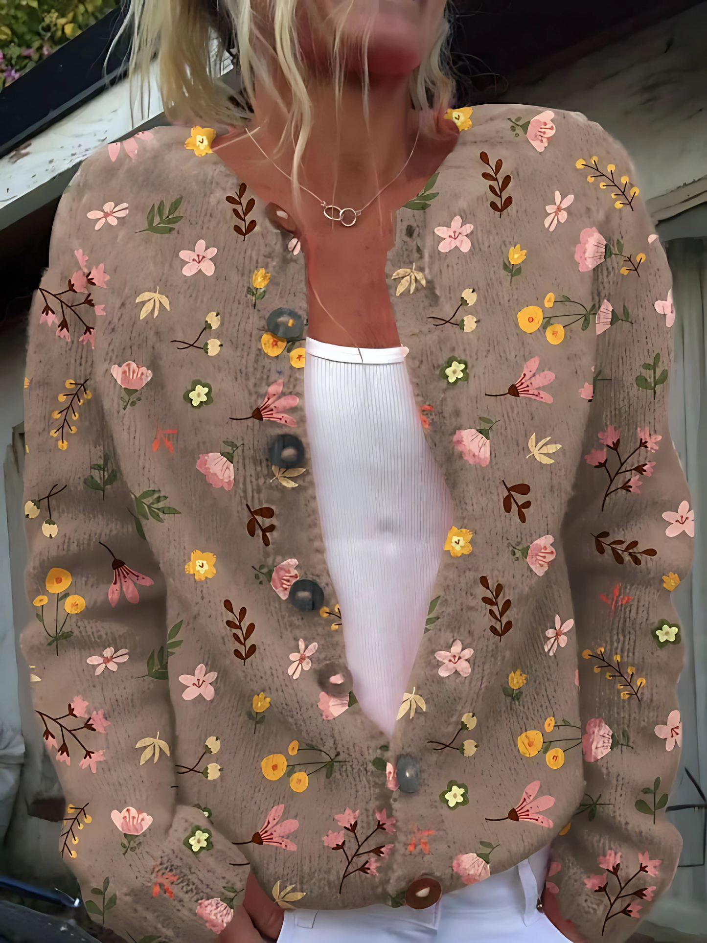 Women's Knit Cardigan | Floral Pattern 3