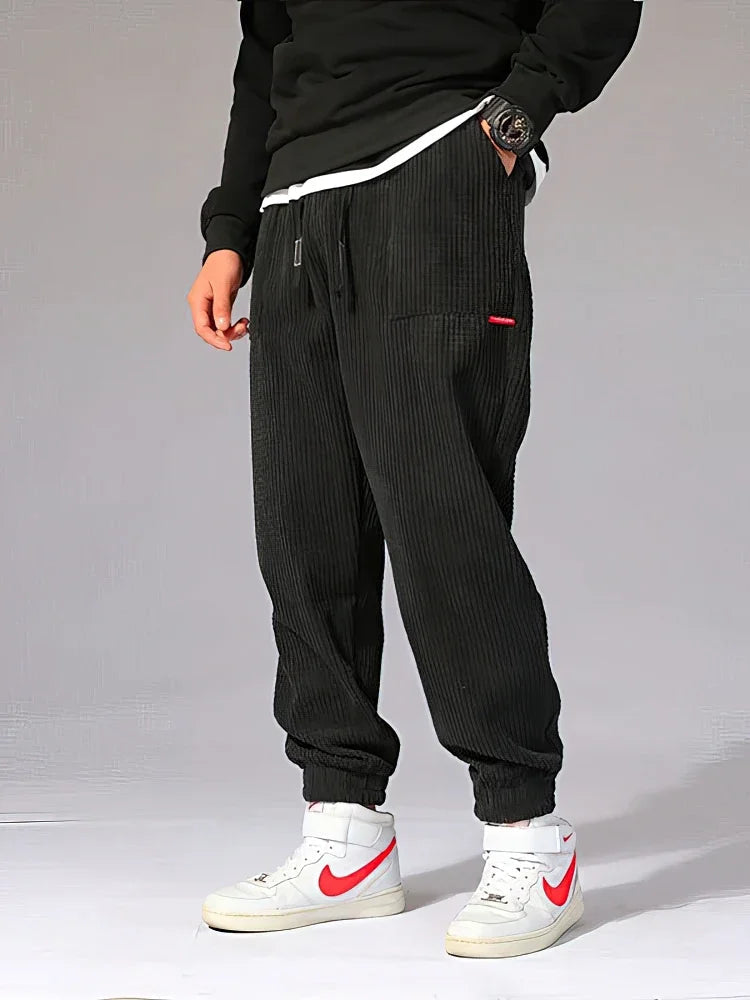 Baggy Corduroy Trousers for Men | Relaxed Fit | Black Winter