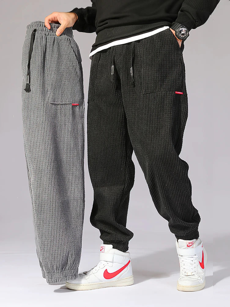 Baggy Corduroy Trousers for Men | Relaxed Fit | Black Winter1