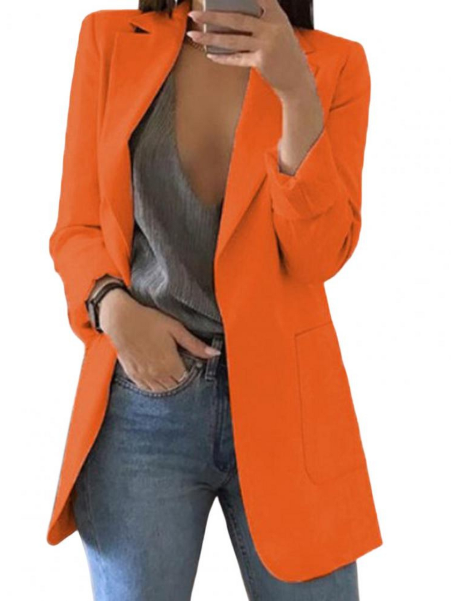Blazer for Women, Tailored Fit, | Long Sleeve | Orange