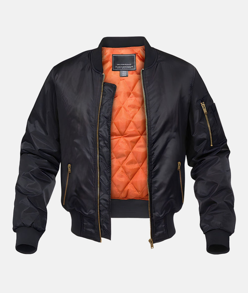 Bomber Jacket for Men, Quilted Lining | Regular Fit | Black