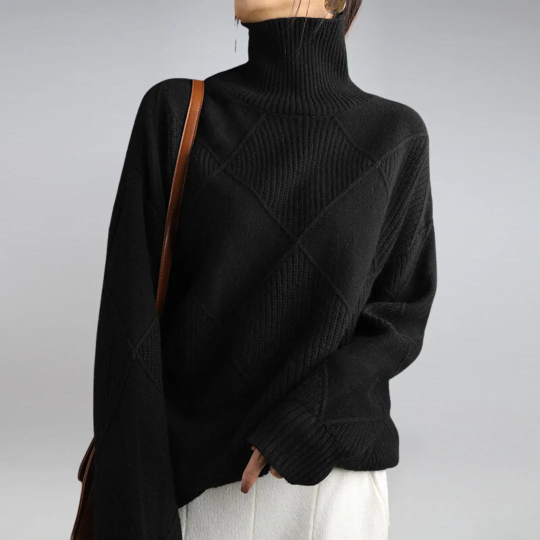 Cashmere Turtleneck Sweater for Women | Winter | Black