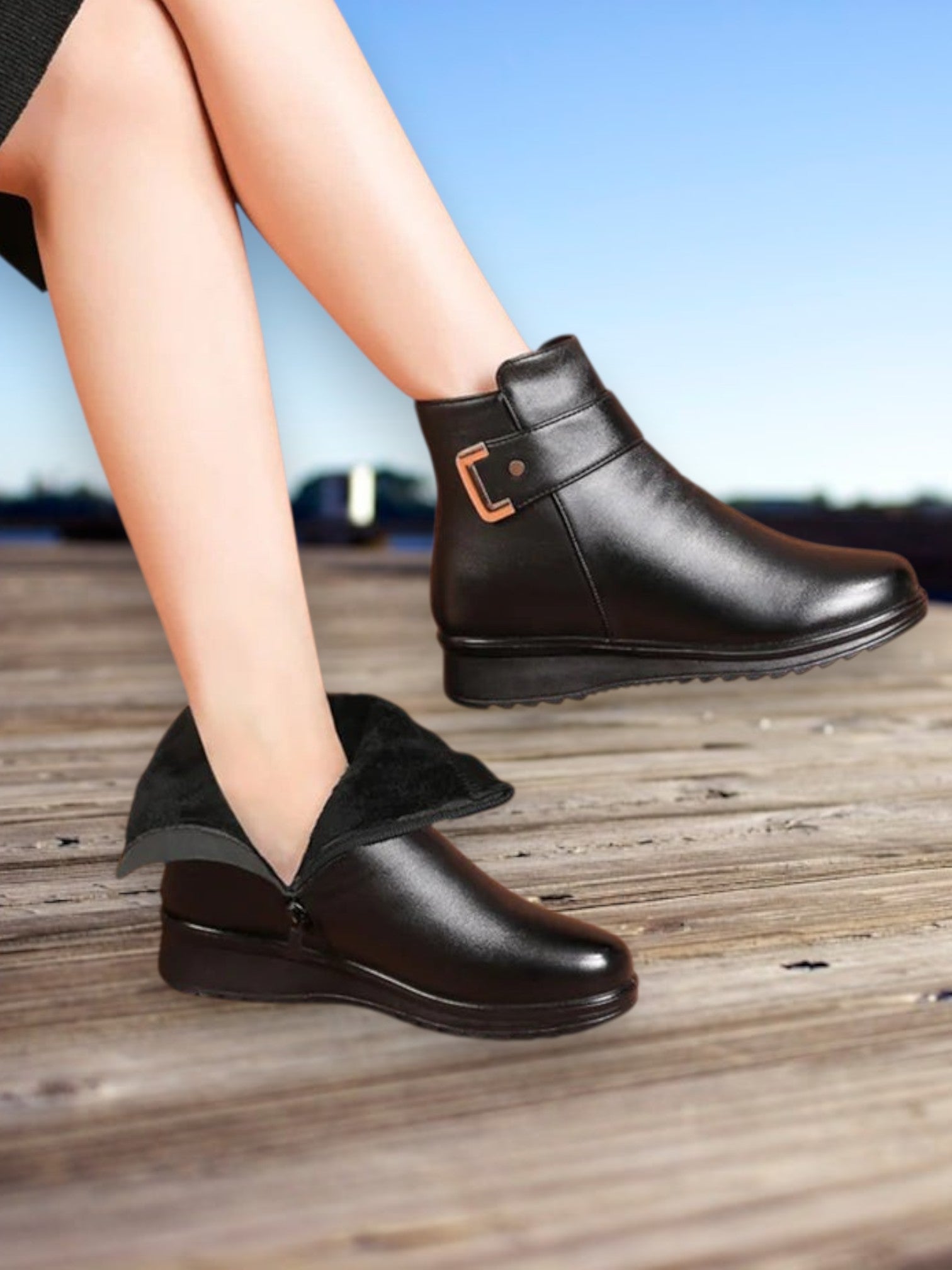 Clara | Stylish Orthopedic Boots for Women with Ergonomic Support and Non-Slip Sole | Black