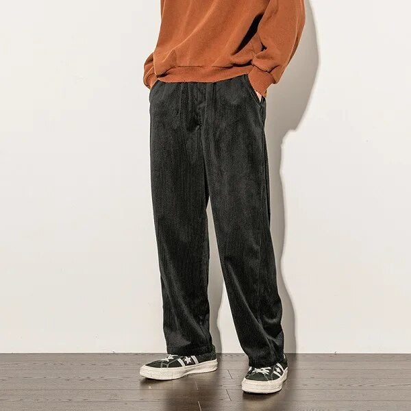 Corduroy Trouser for Men | Straight Fit | Black