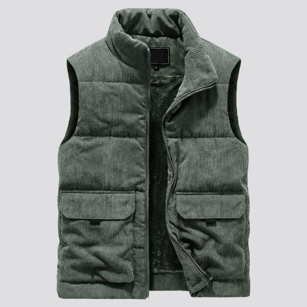 Corduroy Winter Vest for Men | Slim Fit | Green