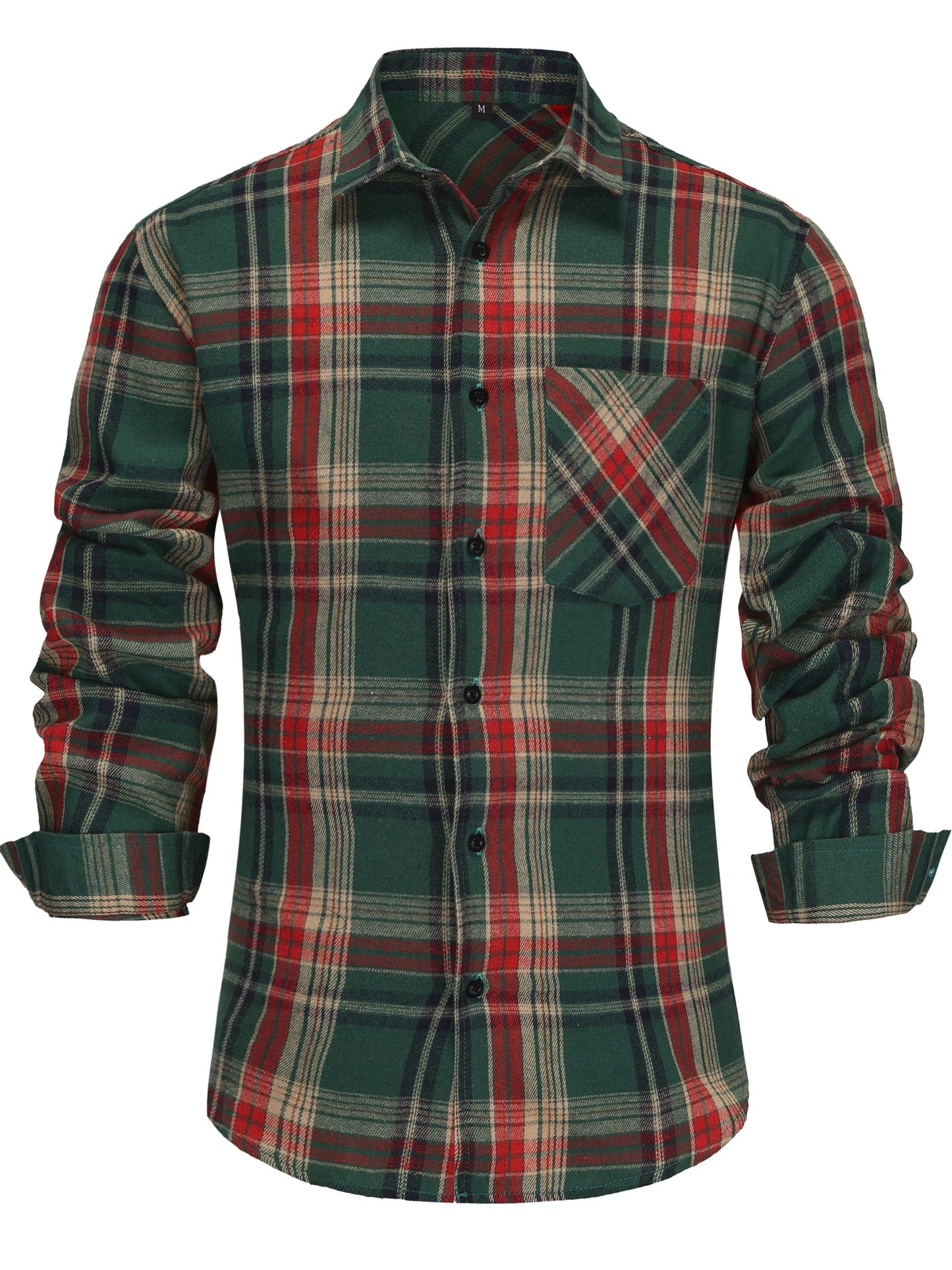 Cotton Long-Sleeve Shirt for Men | Classic Fit | Green