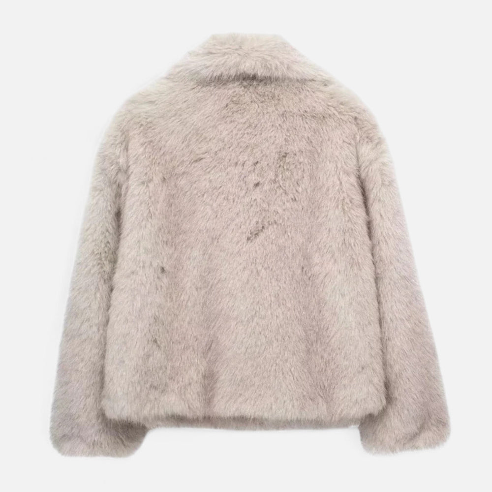 Faux Fur Winter Coat for Women | Insulating Design | Apricot1