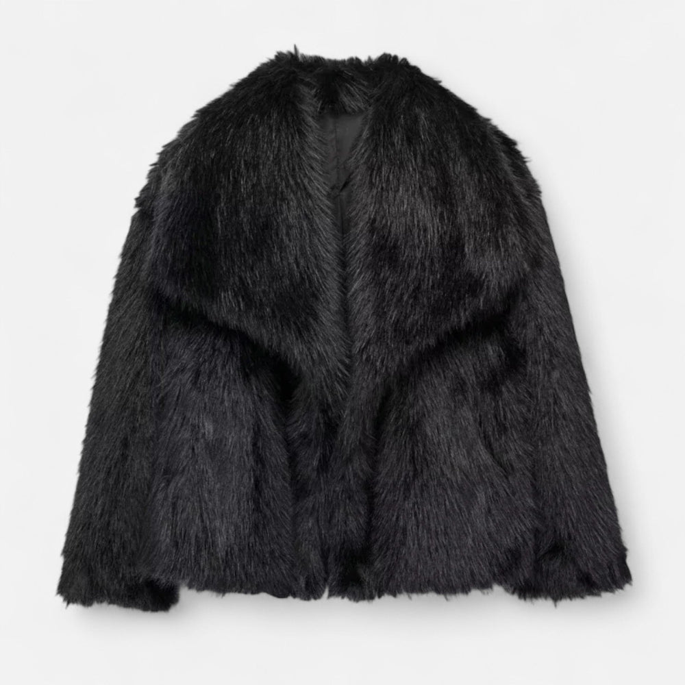Faux Fur Winter Coat for Women | Insulating Design | Black1