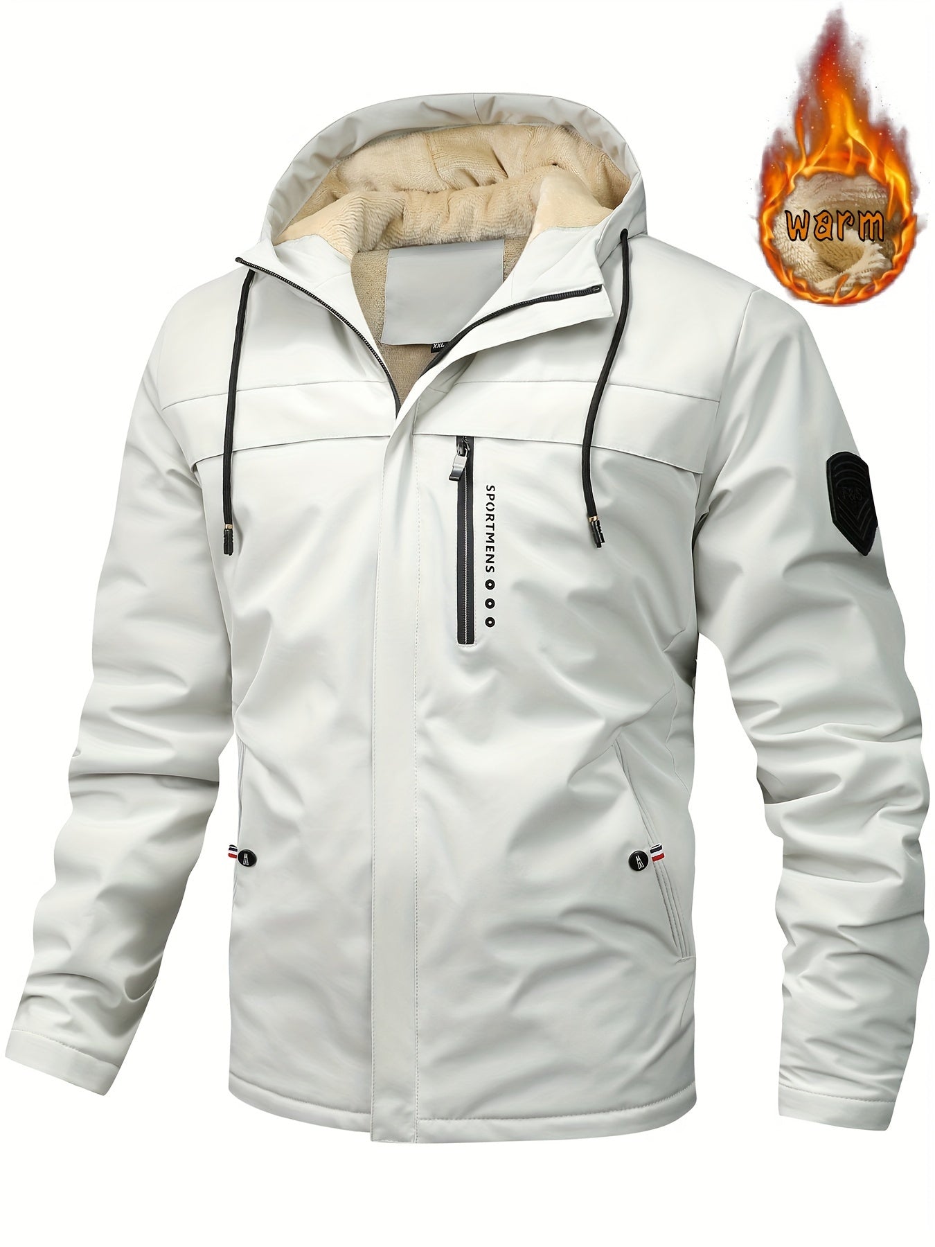 Fleece Jacket for Men | Hooded | Regular Fit | Winter | Beige