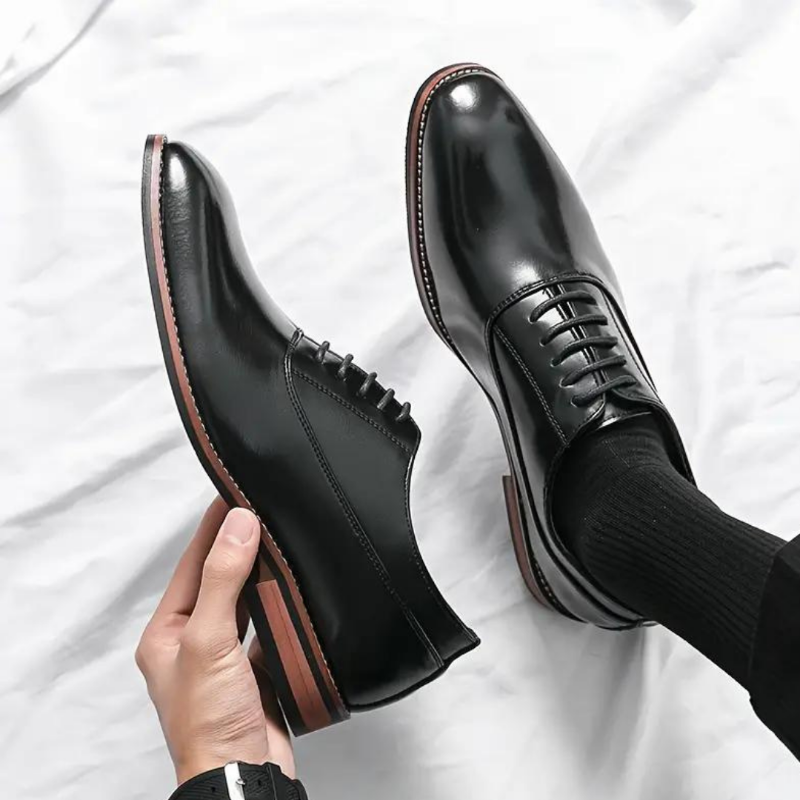 Genuine Leather Shoes For Men, Slim Silhouette | Low Heel | Black1