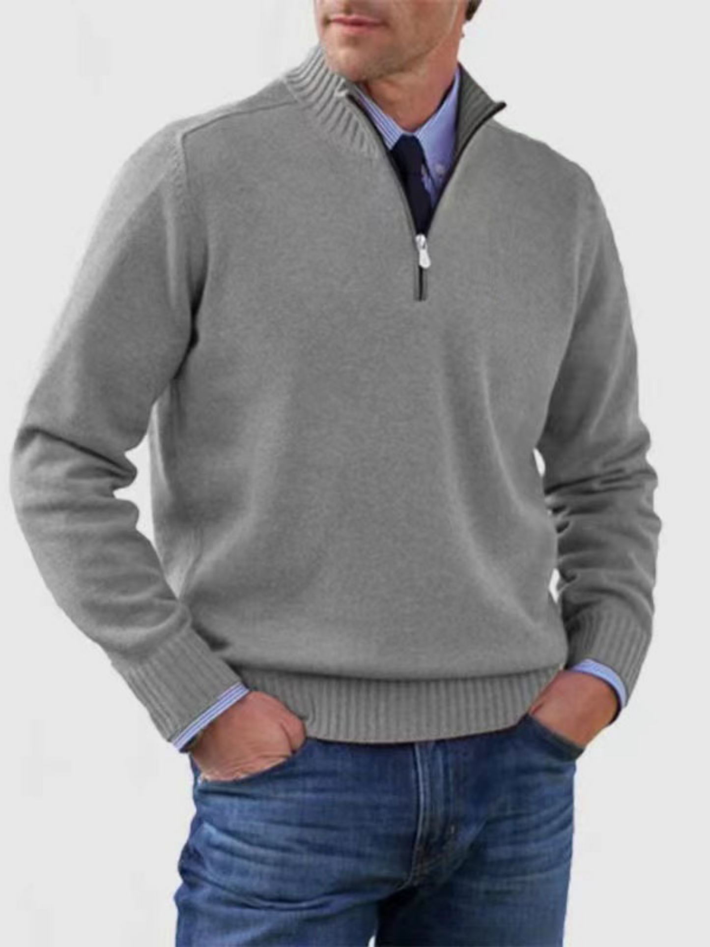 Half-Zip Sweater for Men | Modern Fit | Gray