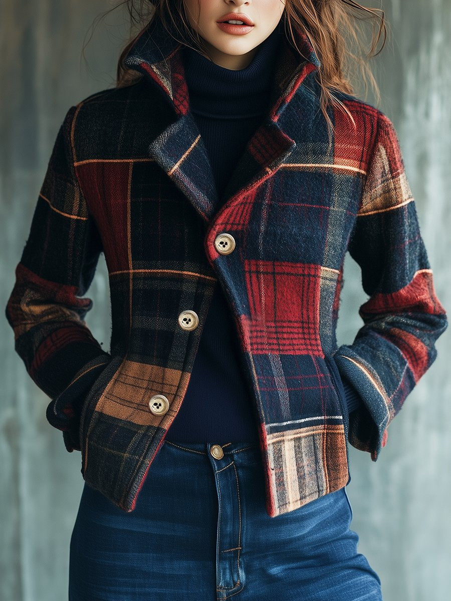 Jacket for Women, Tailored Fit, Plaid Pattern | Fall/Winter | Red