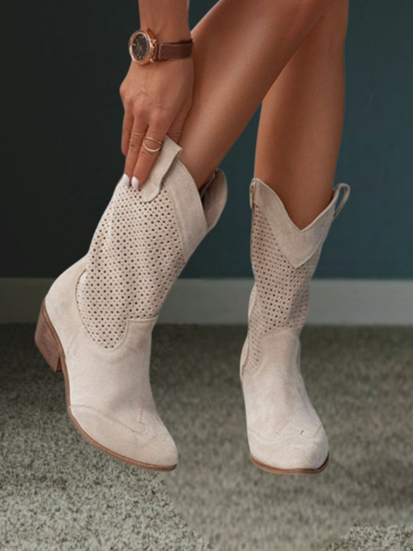 Jill | Women's Cowboy Style Orthopedic Boots with Shock-Absorbing Gel Sole for Comfort and Support | Beige - 2