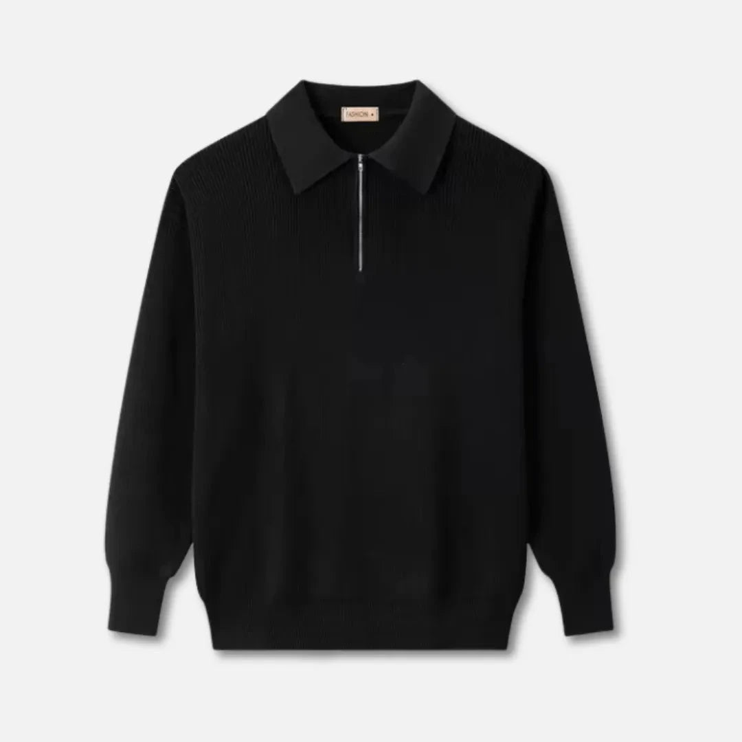 Knit Sweater for Men | Ribbed Texture, Structured Collar | Regular Fit 0