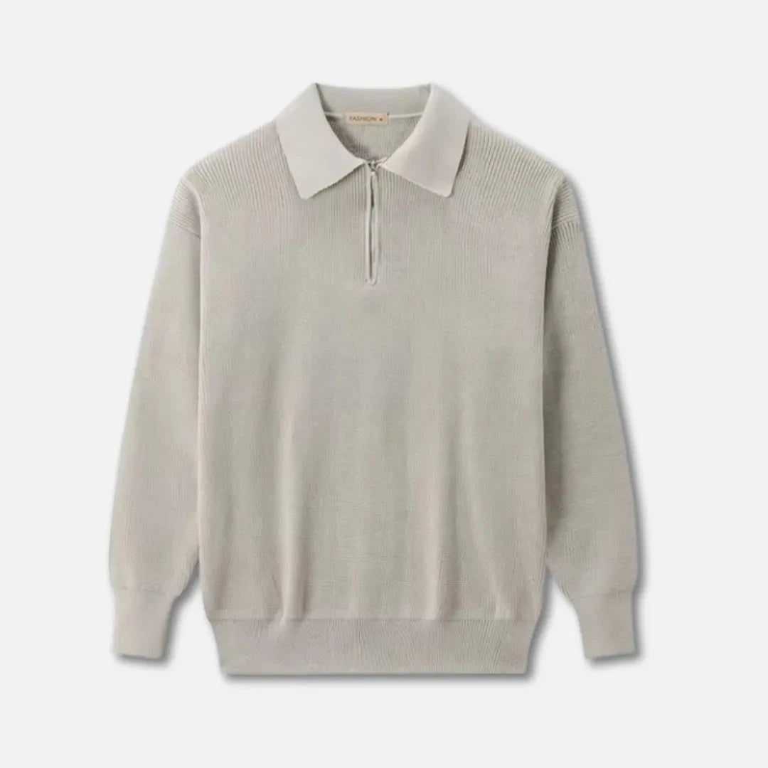 Knit Sweater for Men | Ribbed Texture, Structured Collar | Regular Fit 3