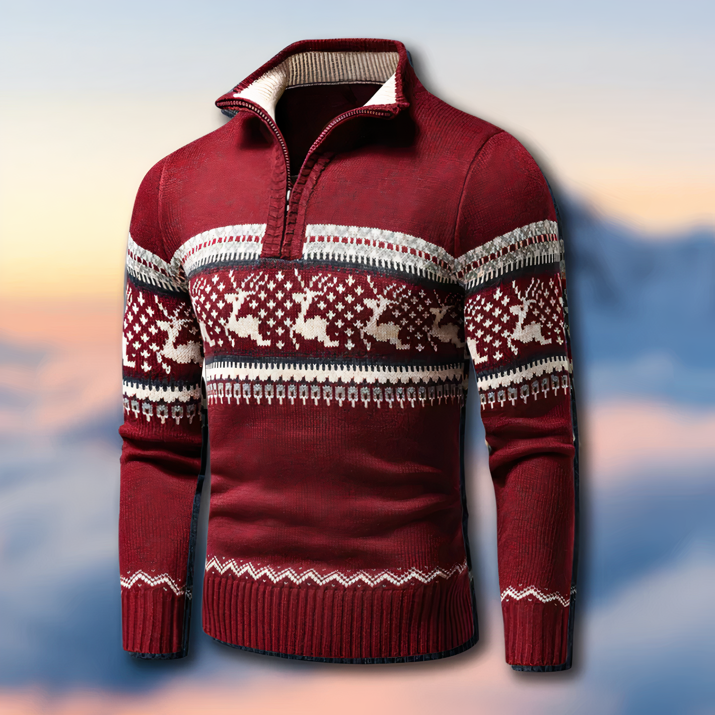 Knitted Christmas Sweater for Men | Winter | Red