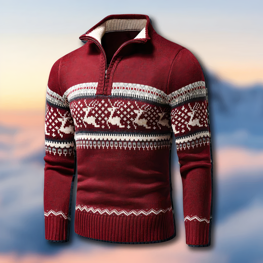 Knitted Christmas Sweater for Men | Winter | Red