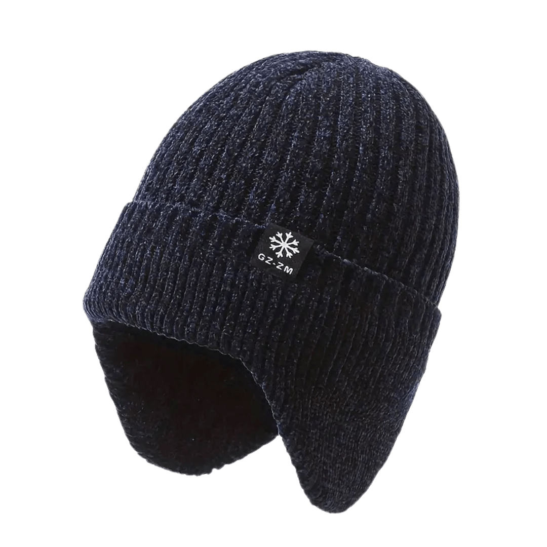 Knitted Winter Hat | Fleece Lined, Ear Coverage | Unisex | Dark Blue