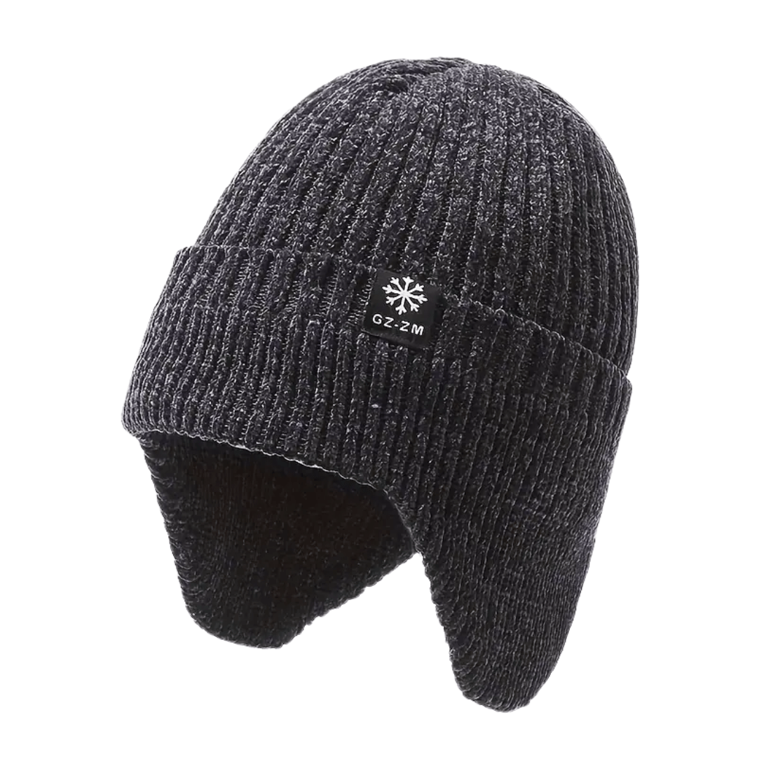 Knitted Winter Hat | Fleece Lined, Ear Coverage | Unisex | Gray