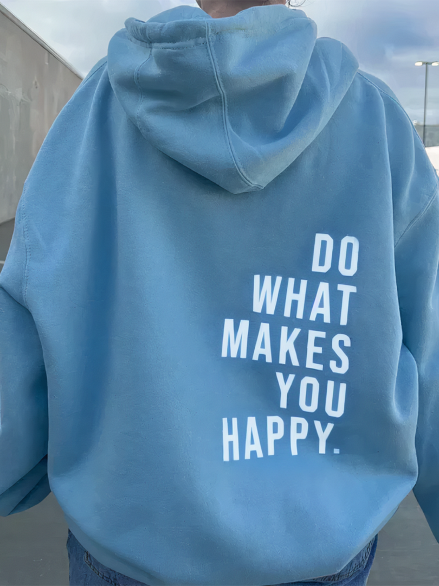 Letter Print Hoodie for Women  | Comfortable | Blue