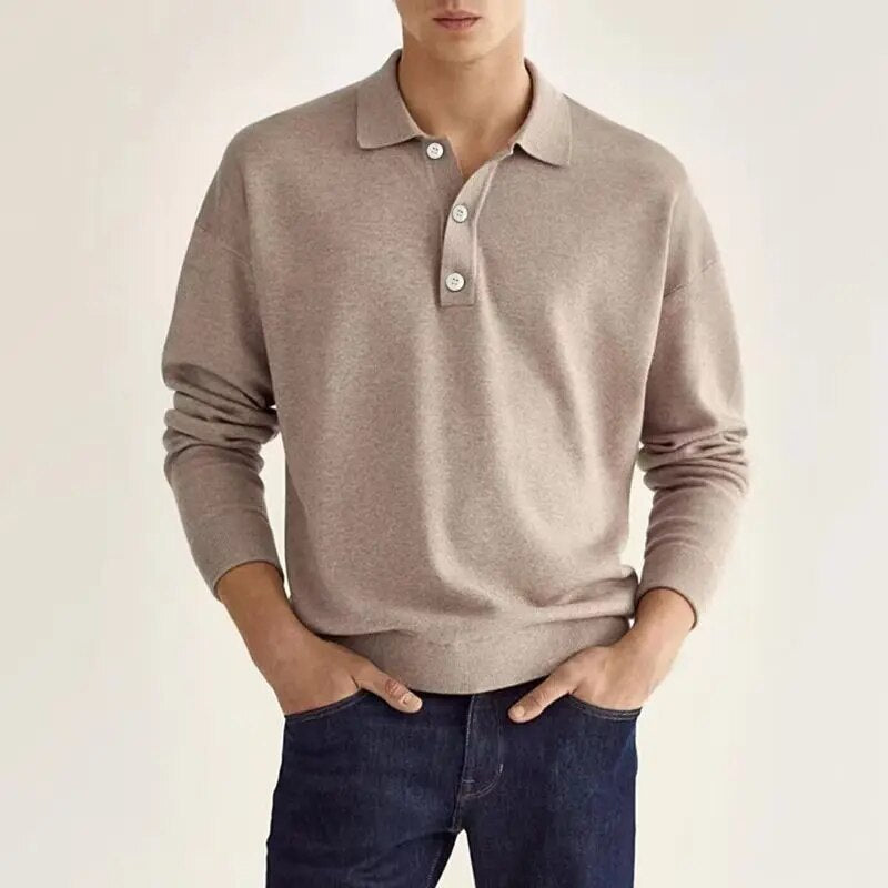 Long Sleeve Polo Shirt for Men | Modern Fit | Brown