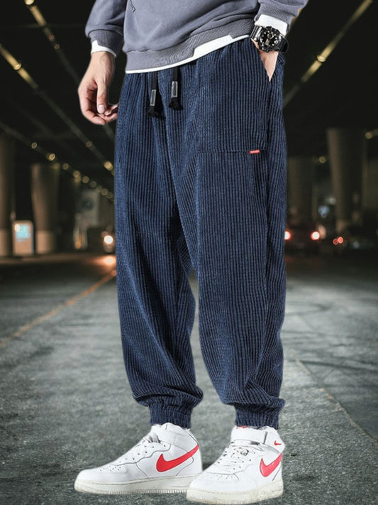 Luca | Comfortable Men's Joggers with Elastic Cuffs and Loose Fit for Casual Style | Blue