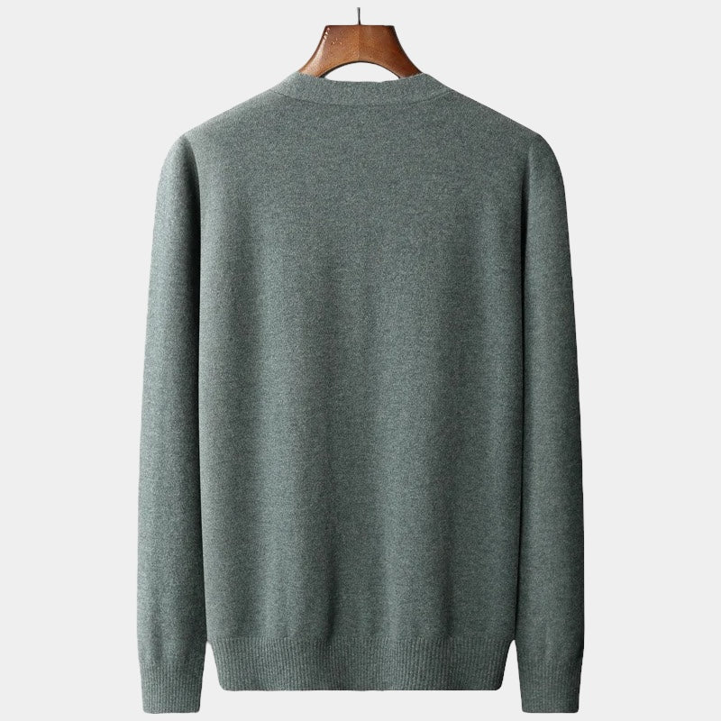 Men's Cardigan, Knitted, Classic Button Design | Lightweight | Army Green2