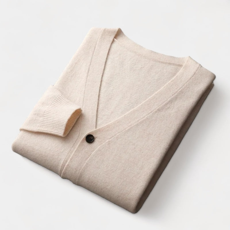 Men's Cardigan, Knitted, Classic Button Design | Lightweight | Beige