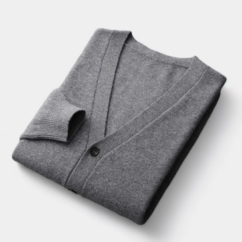 Men's Cardigan, Knitted, Classic Button Design | Lightweight | Dark Gray