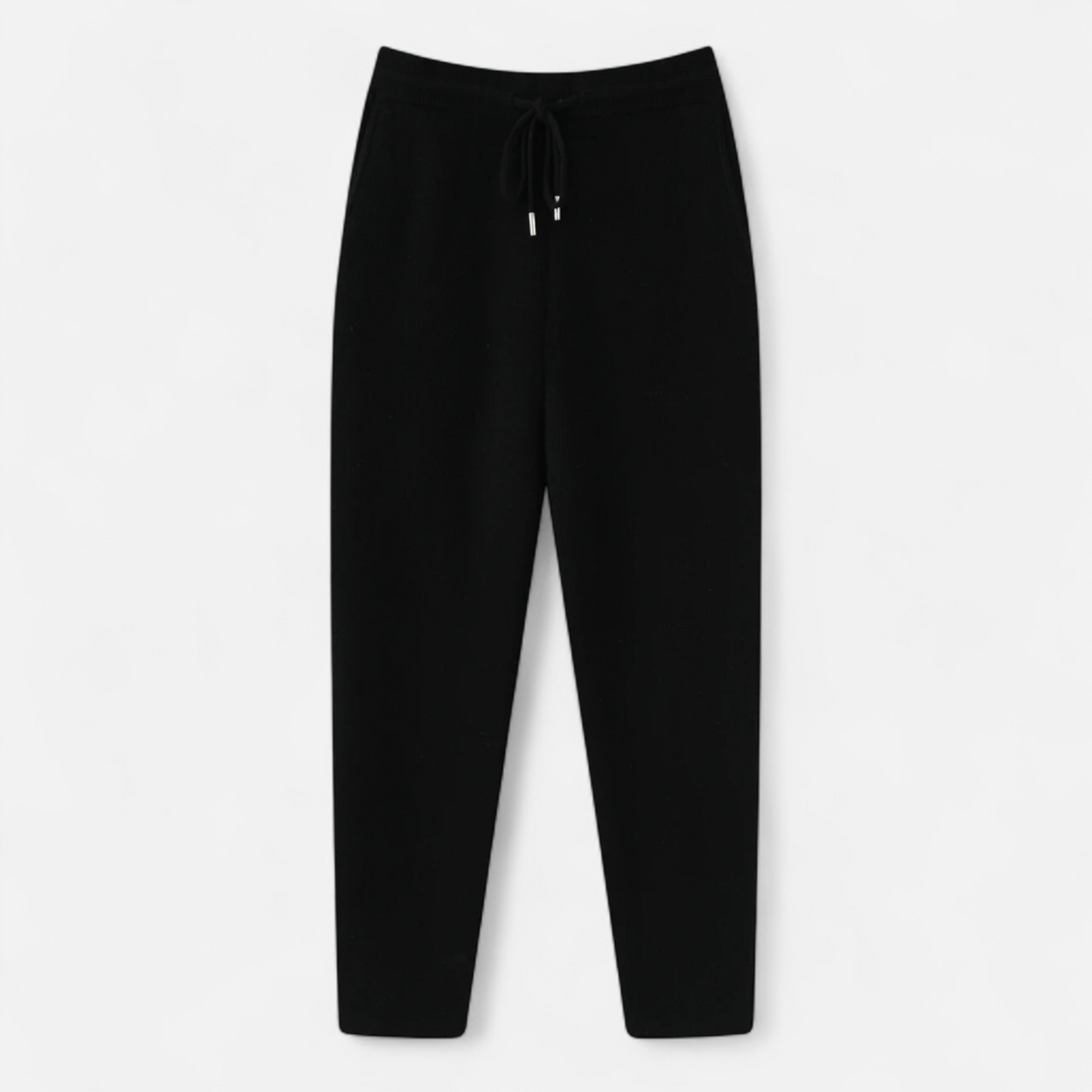 Men's Trousers, High Waist Slim Tapered, Knitted | Full Length | Black1