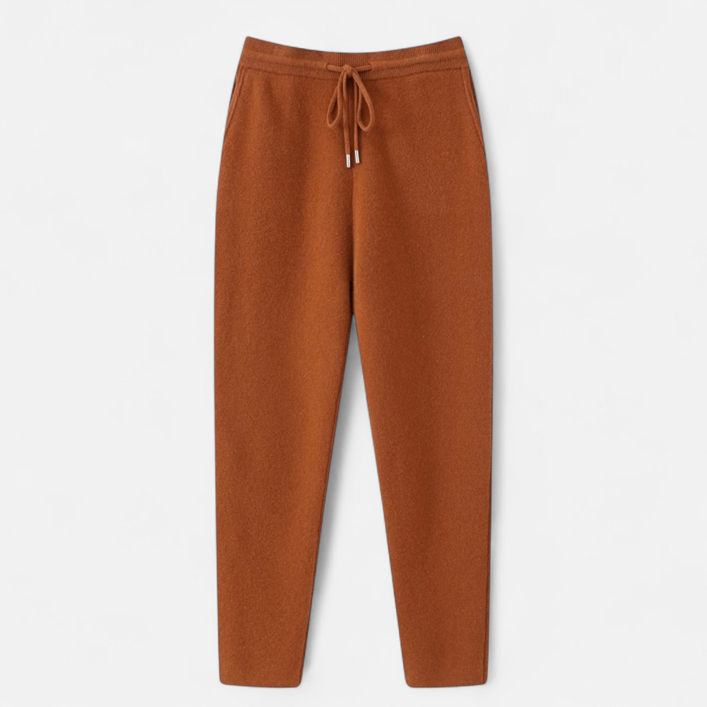 Men's Trousers, High Waist Slim Tapered, Knitted | Full Length | Brown