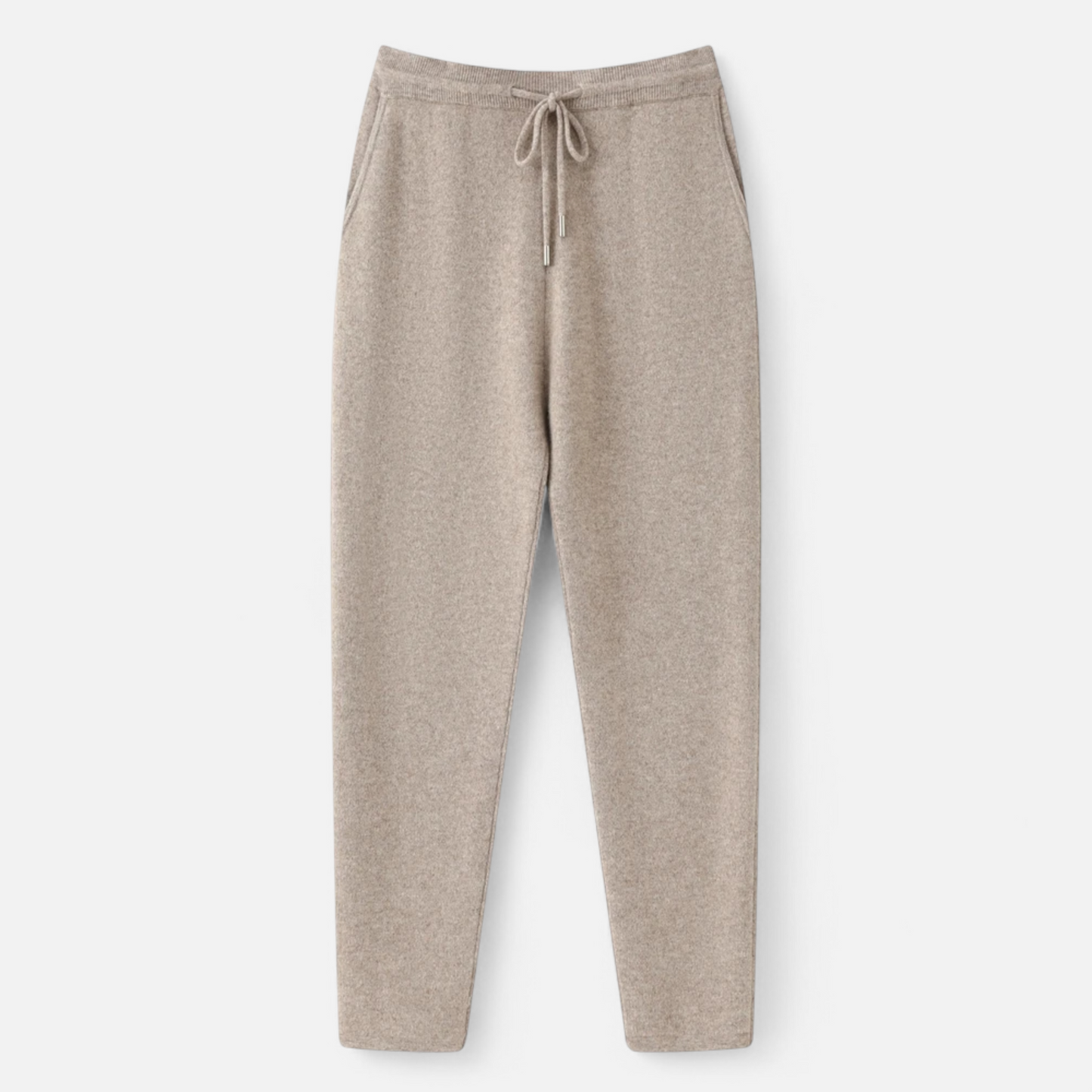 Men's Trousers, High Waist Slim Tapered, Knitted | Full Length | Camel