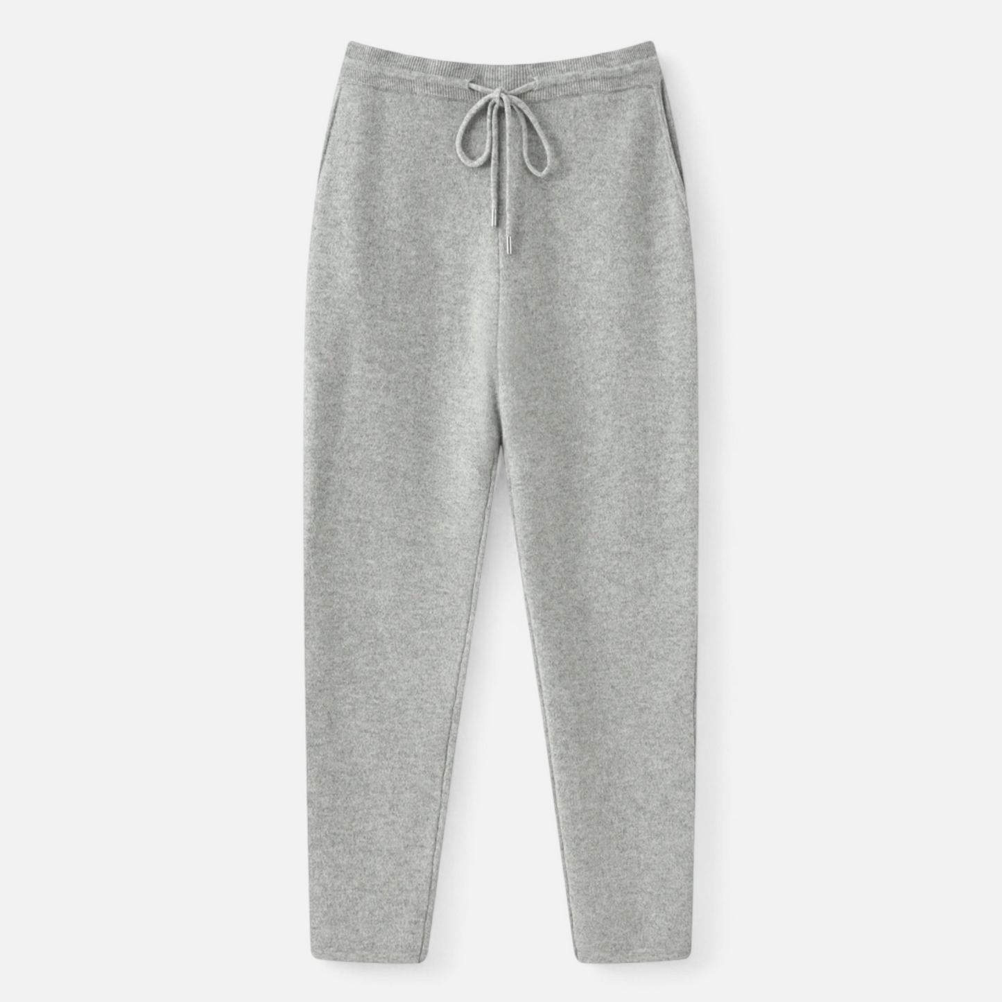 Men's Trousers, High Waist Slim Tapered, Knitted | Full Length | Light Gray