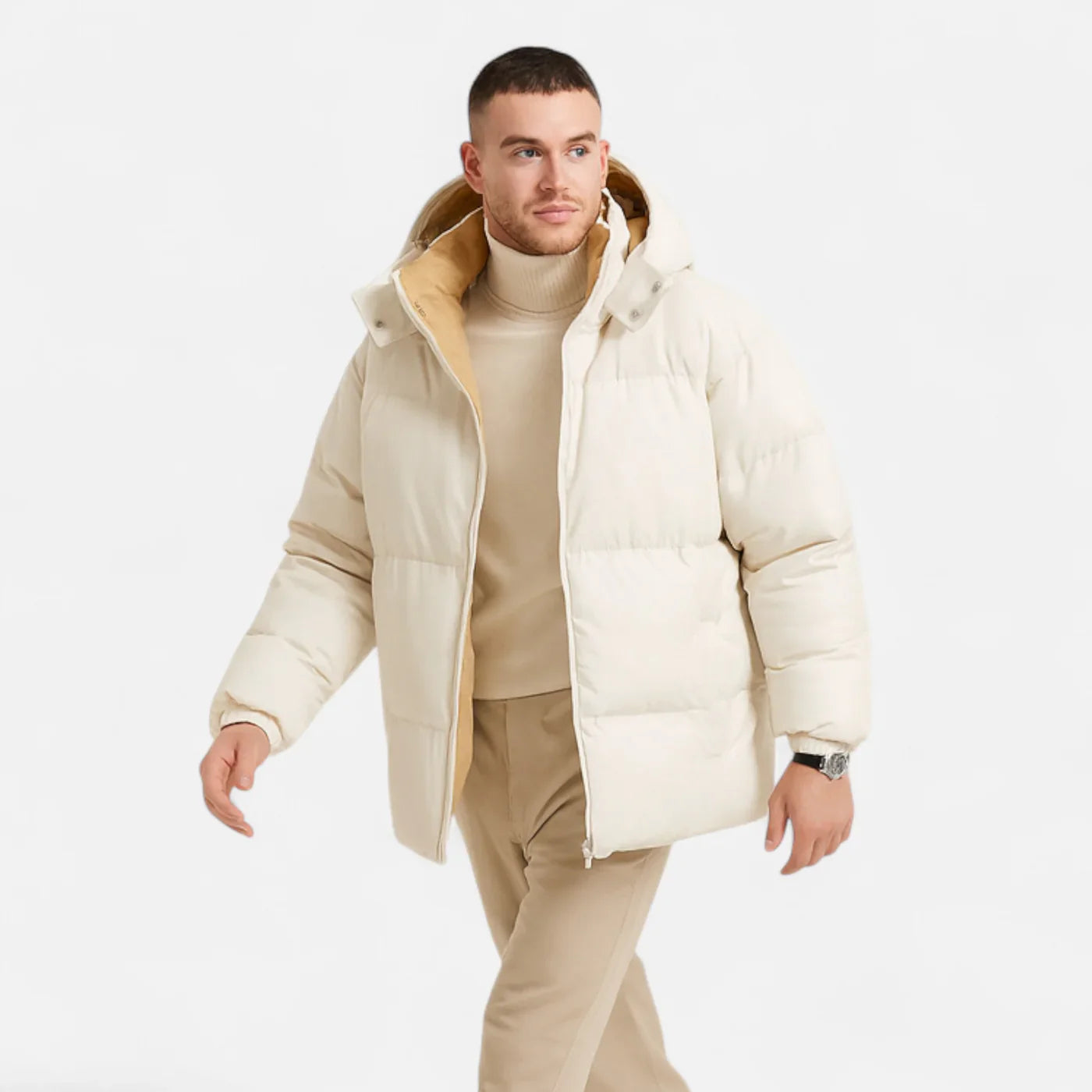 Men's down jacket, Hooded, Oversized | Winter | White1