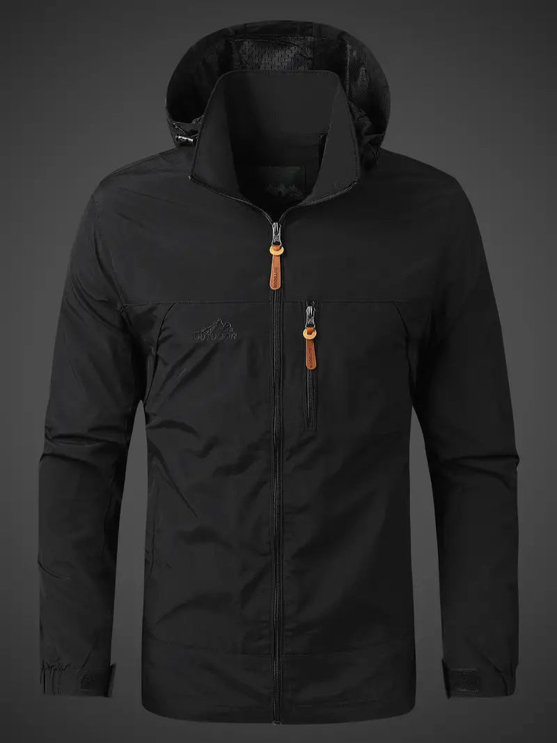 Outdoor Jacket for Men | Water-Resistant, Windproof | Black