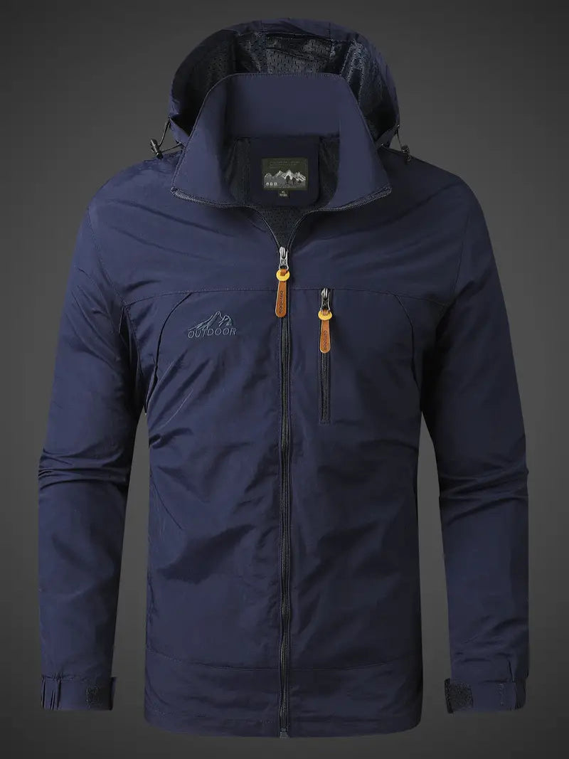 Outdoor Jacket for Men | Water-Resistant, Windproof | Dark Blue