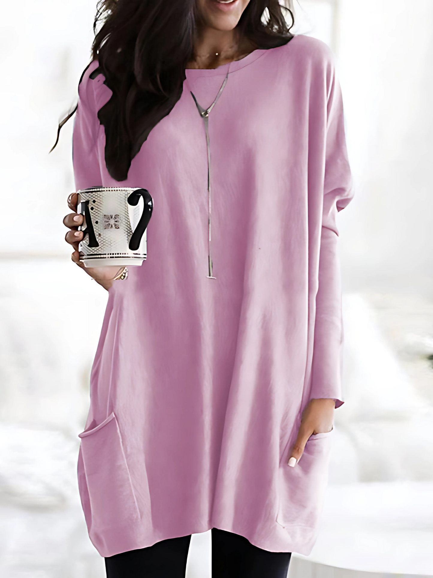 Oversized Pullover for Women | With Pockets | Pink1