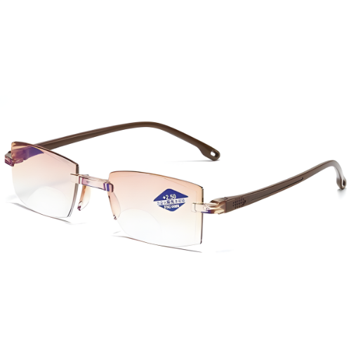 Progressive Lenses for Men & Women | Ultralight Rimless Design | Brown