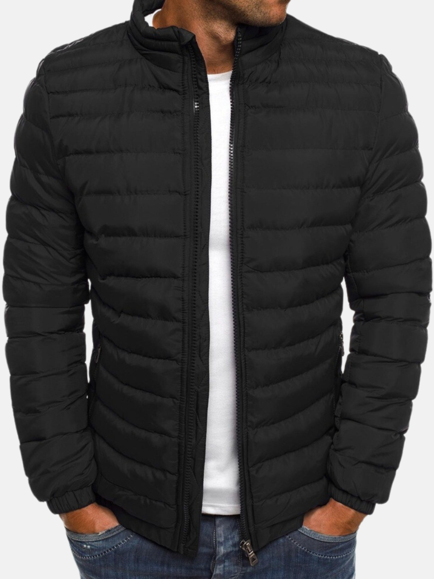 Puffer Jacket for Men, Quilted Design | Winter | Black