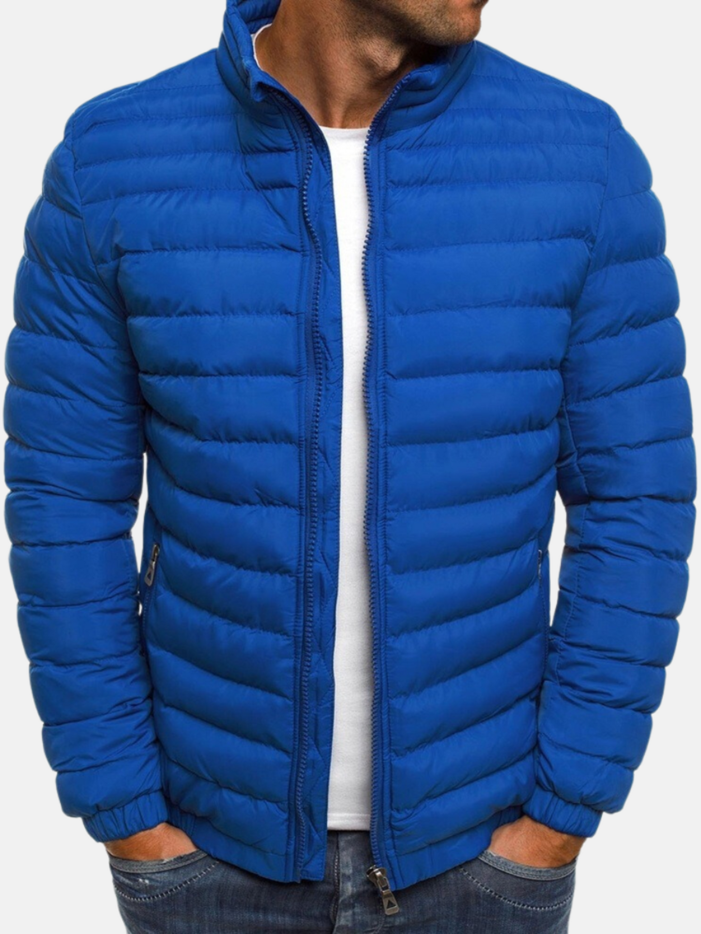 Puffer Jacket for Men, Quilted Design | Winter | Blue