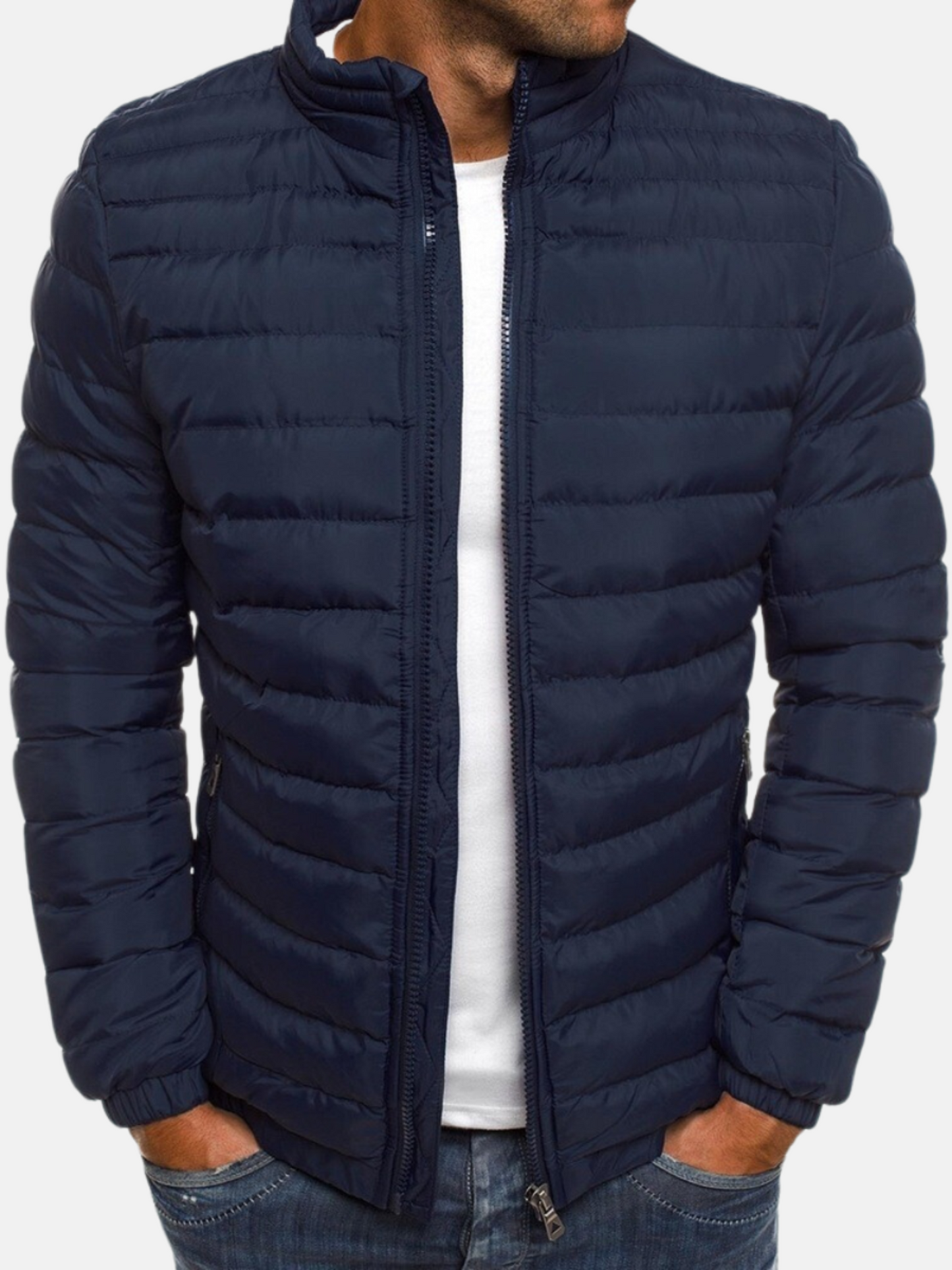 Puffer Jacket for Men, Quilted Design | Winter | Navy Blue