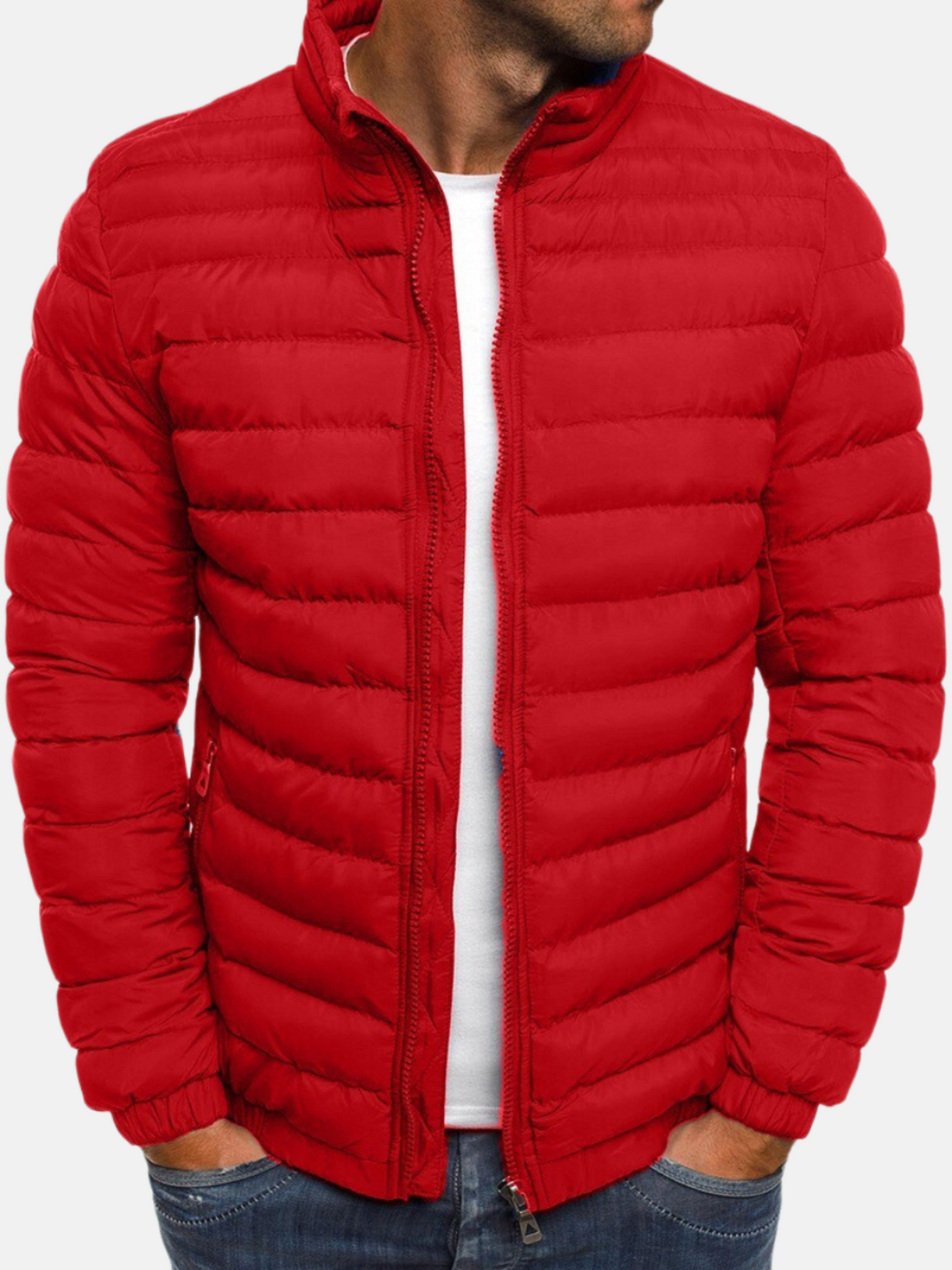 Puffer Jacket for Men, Quilted Design | Winter | Red