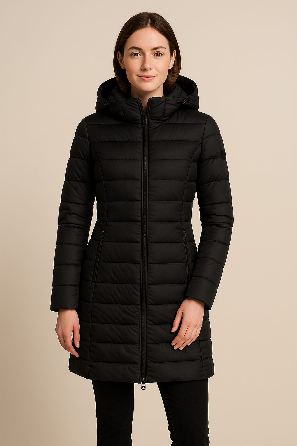Puffer Jacket for Women Water-Resistant Long Quilted Design | Winter | Black