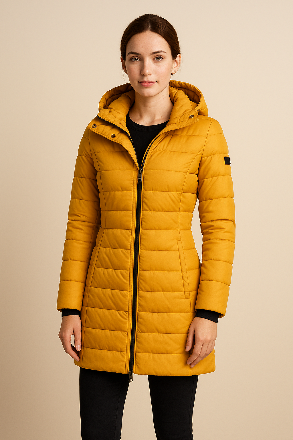 Puffer Jacket for Women Water-Resistant Long Quilted Design | Winter | Yellow