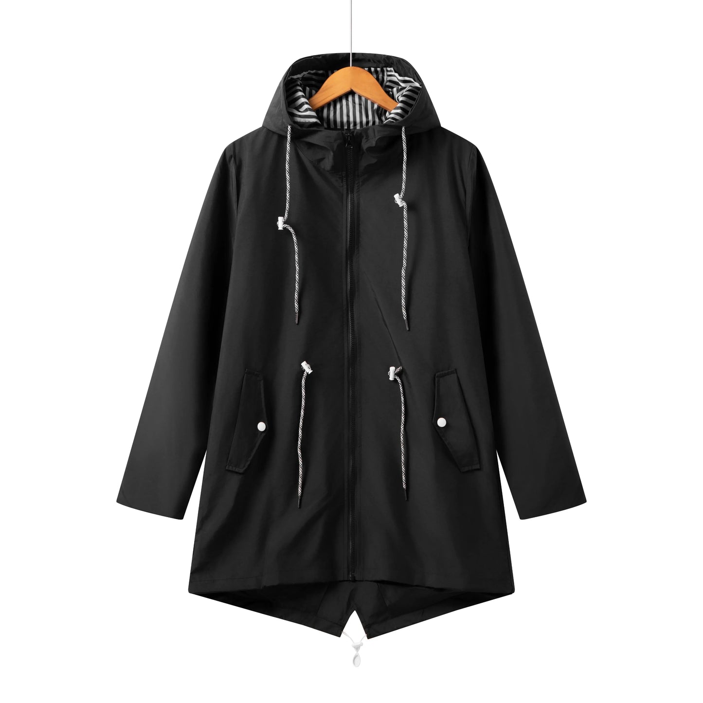 Rain Jacket for Women Waterproof Hooded | Regular Fit | Black