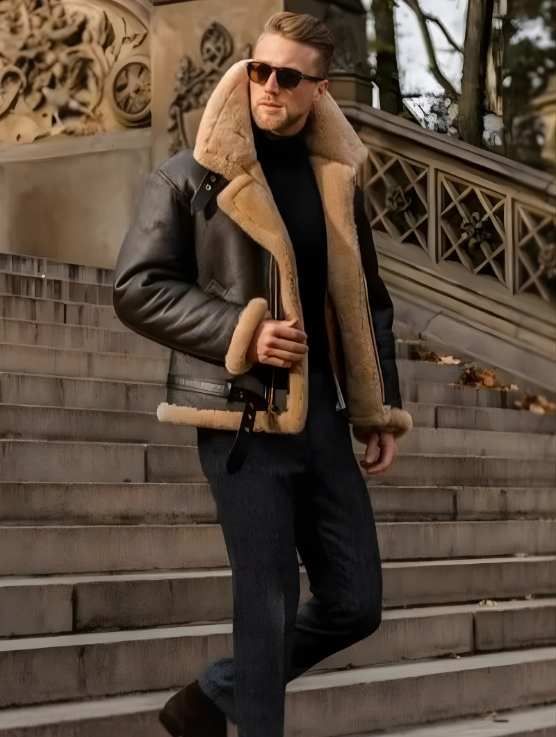 Sheepskin Pilot Jacket for Men | Iconic RAF Design | Winter | Black1